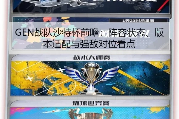 GEN战队沙特杯前瞻：阵容状态、版本适配与强敌对位看点